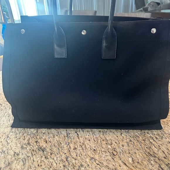 Rive Gauche leather-trimmed printed canvas tote - Picture 8 of 8